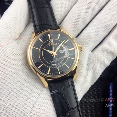 Omega Chronometer officially certified Replica Watches Rose Gold Black Face